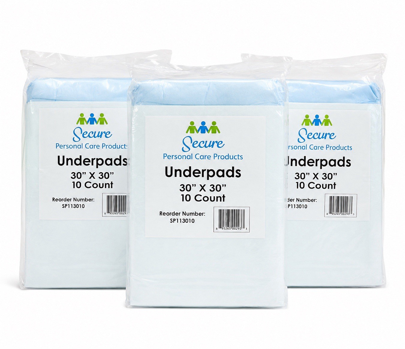 Secure Underpads 30×30 Disposable Chux Bed Pads Incontinence Lot 3 Packs 30 Ct