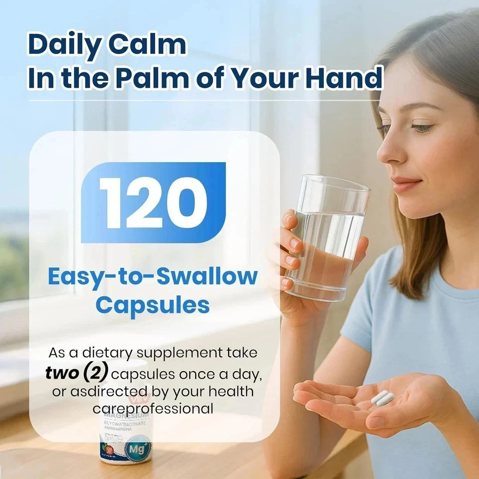 VEV DeepCalm Magnesium Complex 3 Pack 360 Capsules Ashwagandha L-Theanine