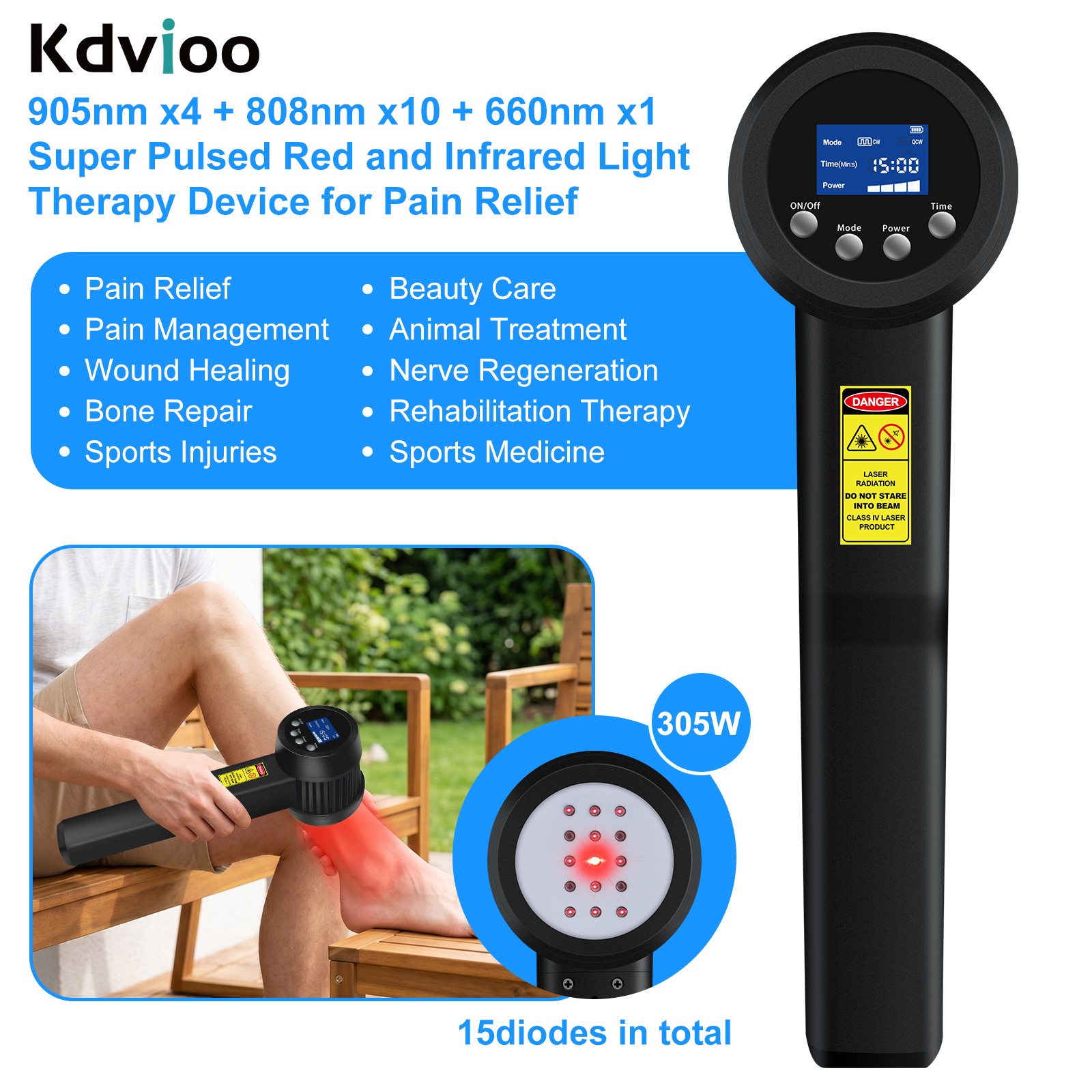 305W Super Pulsed Laser Therapy Device 905nm 808nm for Post-Surgical Recovery