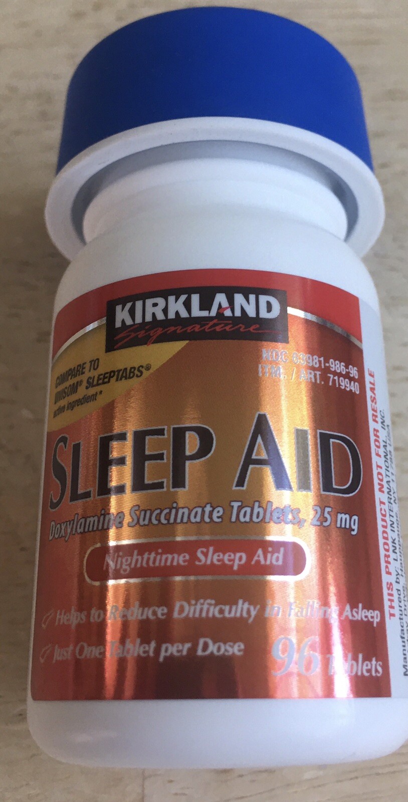 Sleep Aid, Kirkland Brand 96 Tablets – Docylamine Succinate 25mg