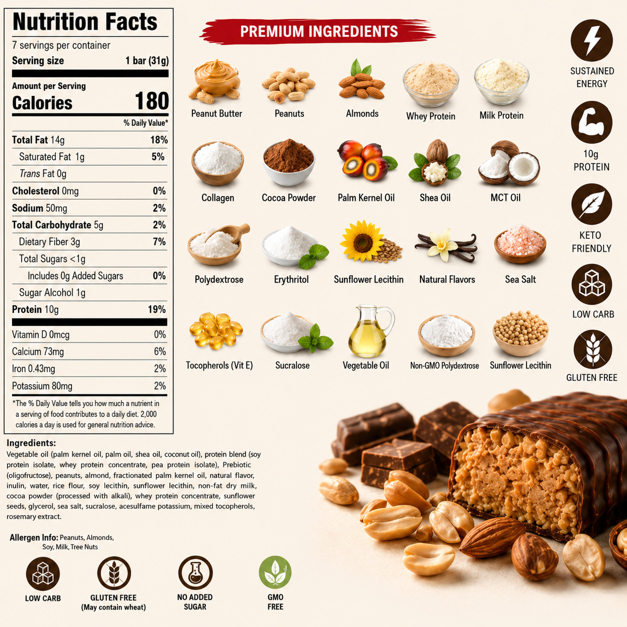 single unit Proti Peanut Butter Keto Bar