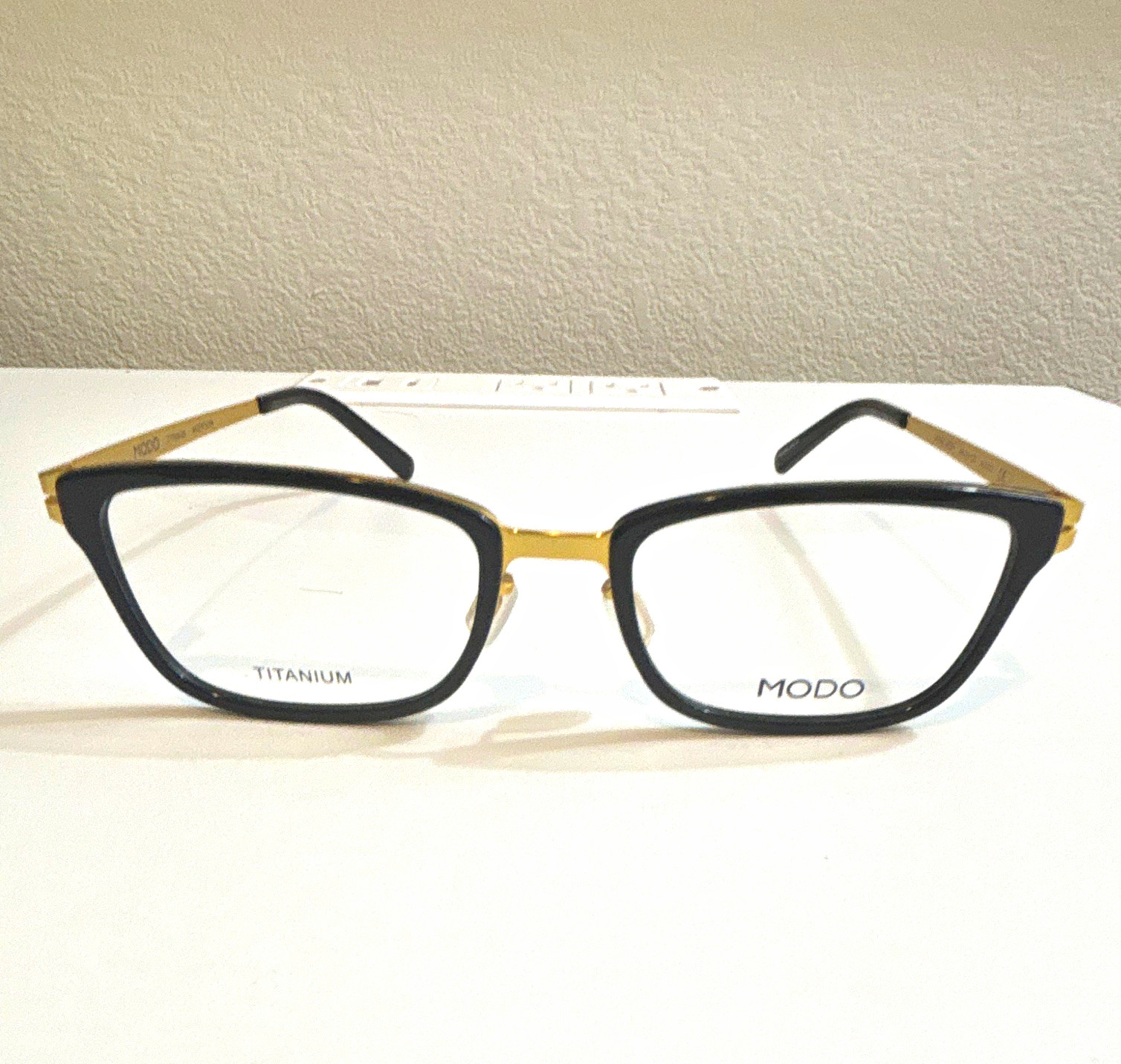 MODO 4500A Titanium Full Rim Eyeglasses Black/Gold Unisex Adults 49-18-138