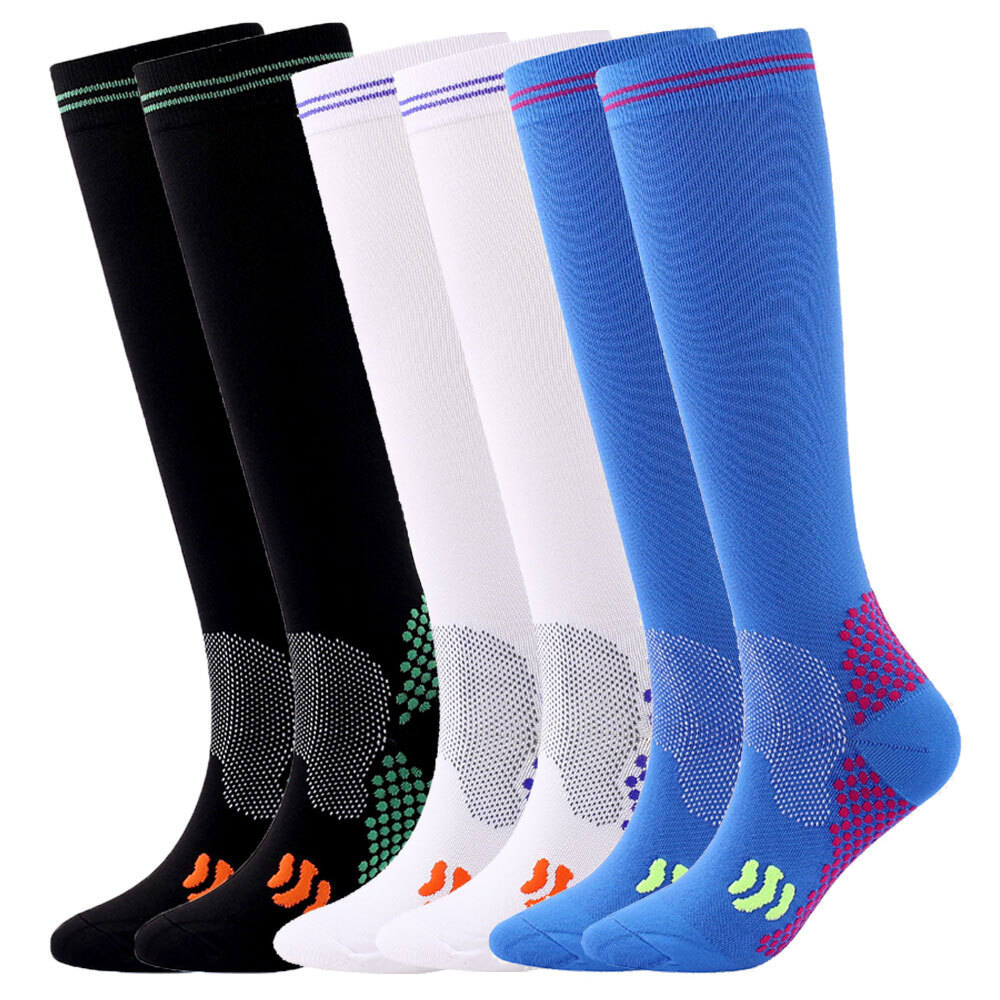 3Pair Athletic Knee High Compression Soccer Football Sport Socks for Youth Adult