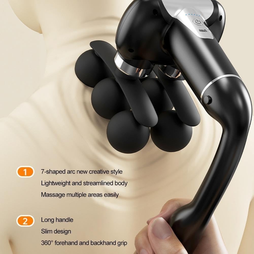 6 Head Massage Gun with Extension Handle, 12MM Massage Gun Deep Tissue, Back