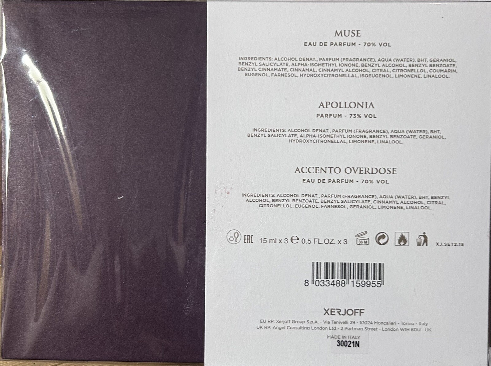 Xerjoff Discovery Set II – Muse – Apollonia – Accento Overdose New Sealed