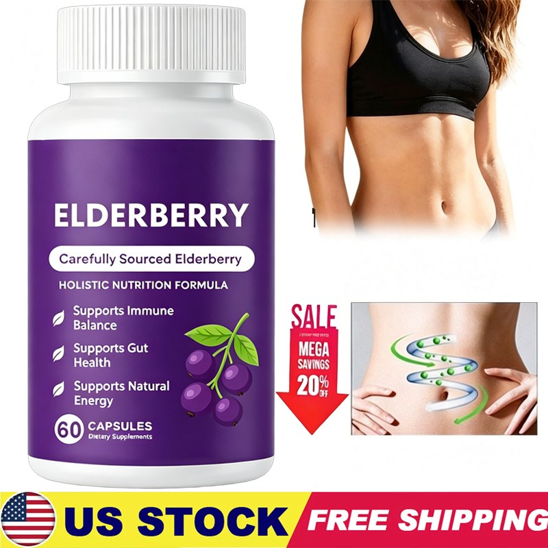 Elvera Elderberry Gut Support Complex – Organic Black Elderberry Soft Capsules