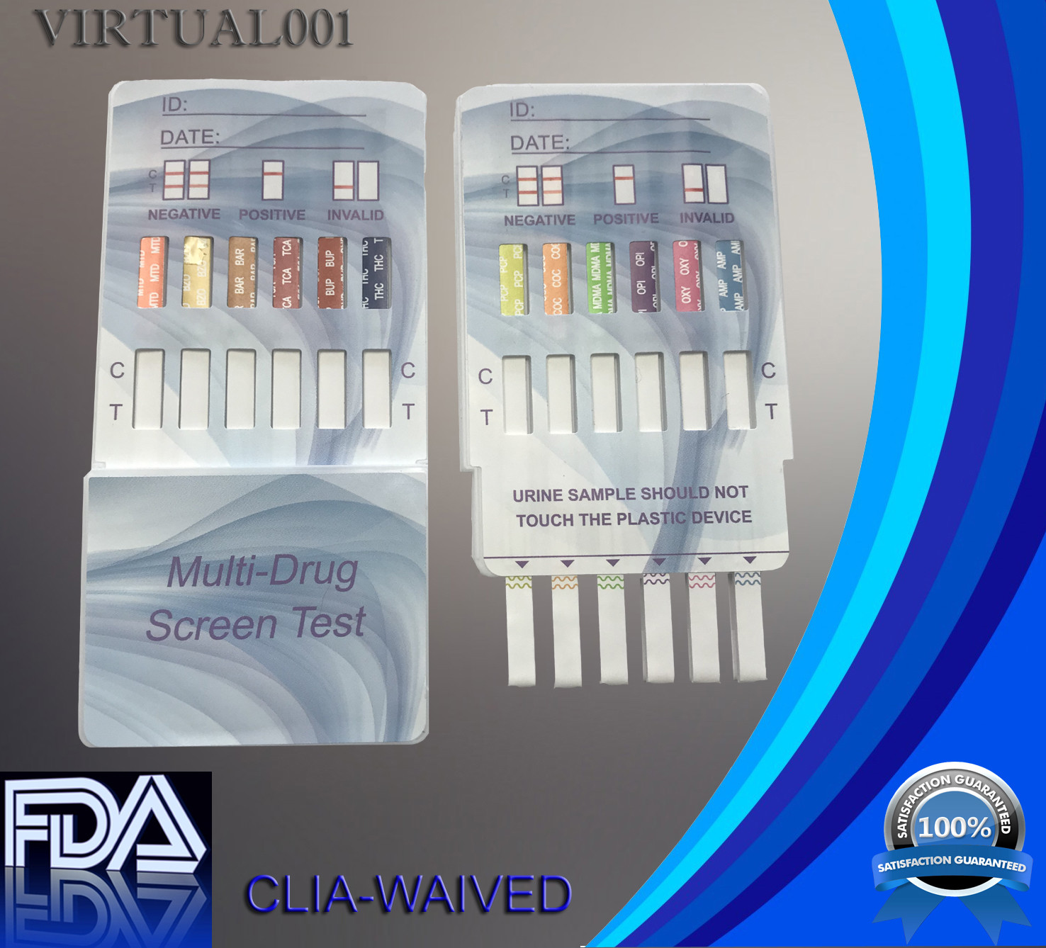 (100 Pack) 12 Panel Urine Instant Drug Test Dip Card, FDA Approved, CLIA waived