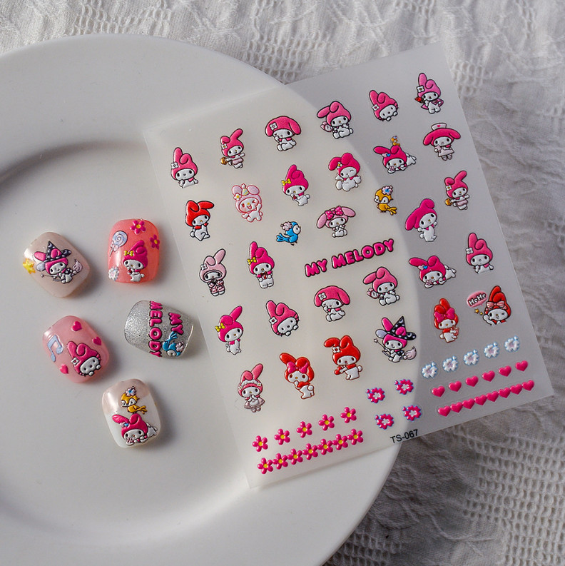NAIL ART Character 5D Nail Sanrio Melody Flower Stickers Decoration TS67 NS54