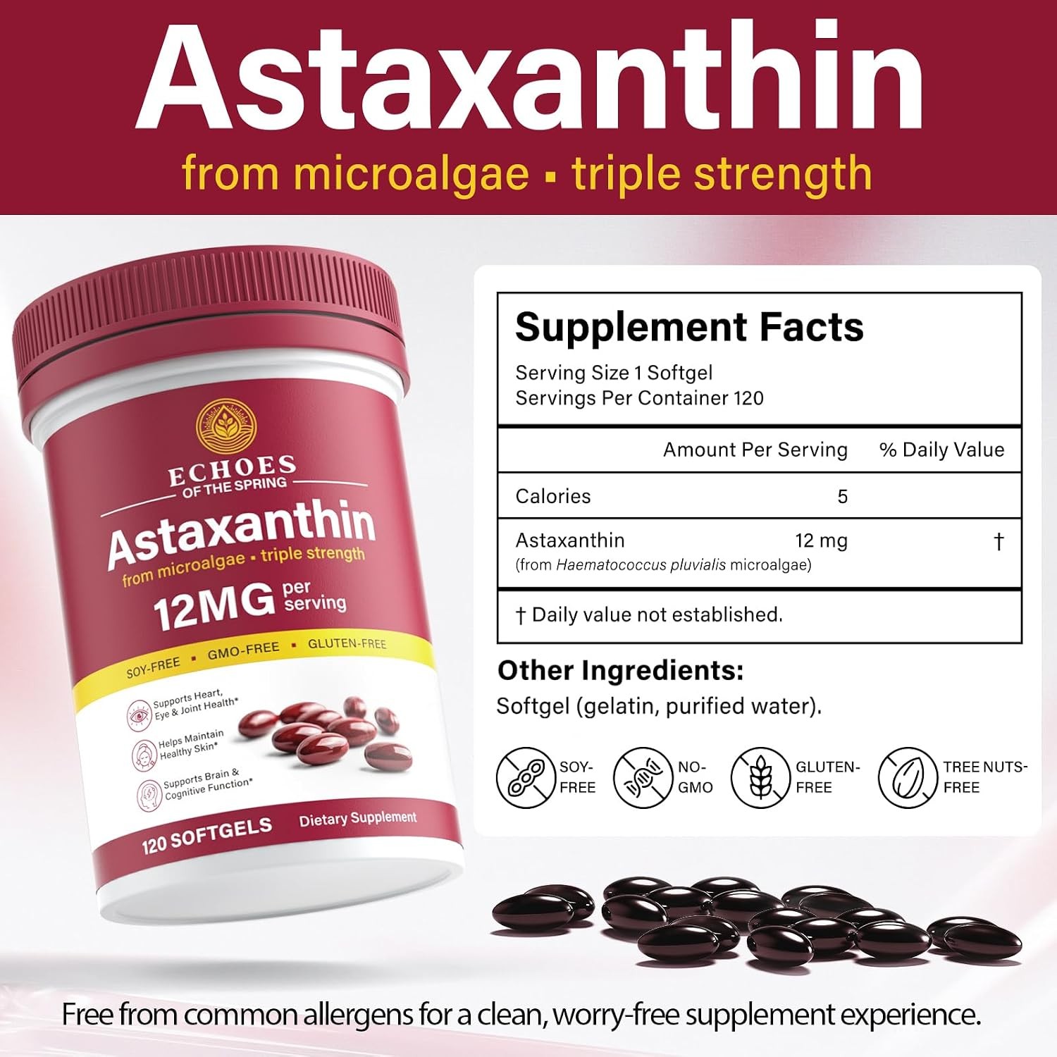 Natural Astaxanthin from Haematococcus Pluvialis, Triple Strength