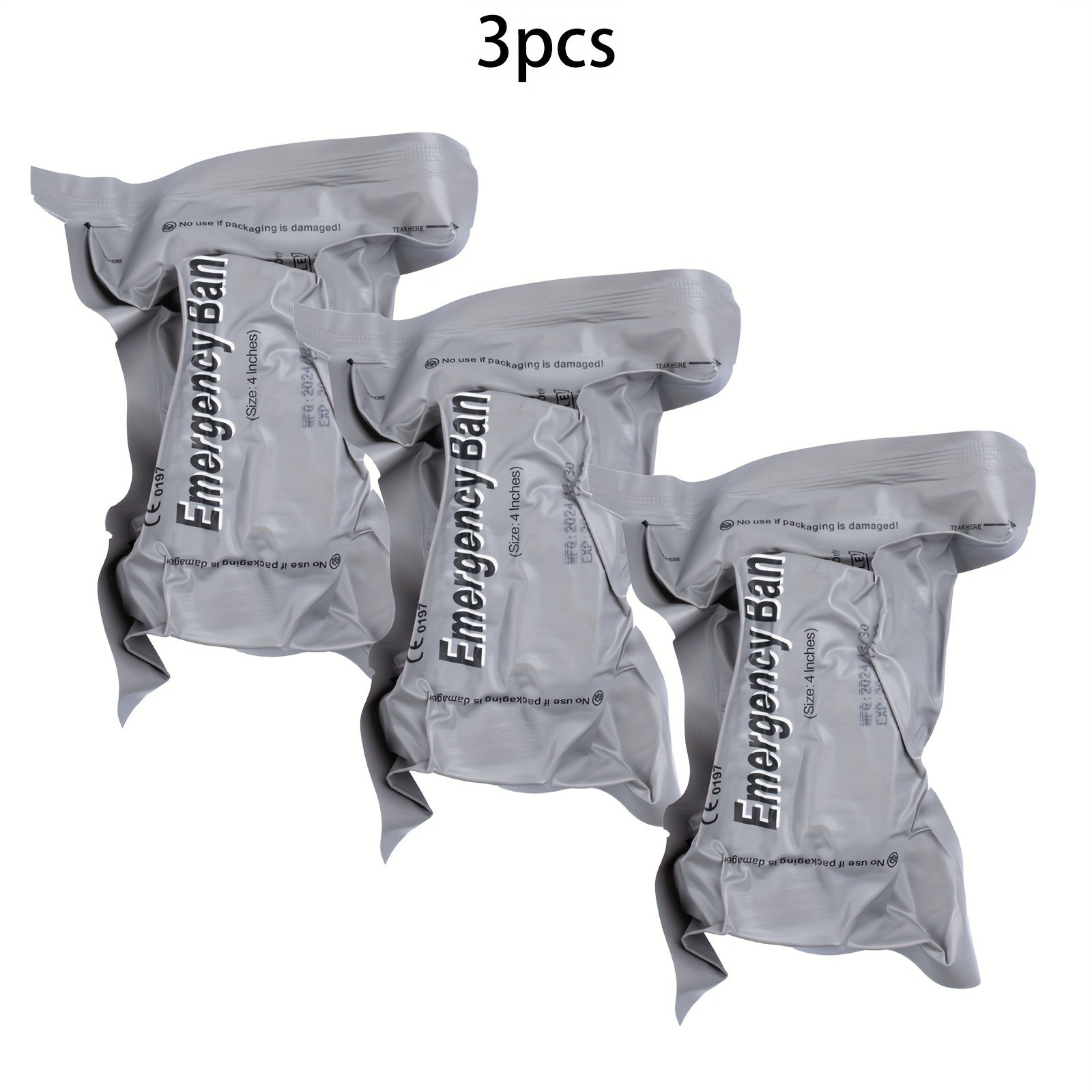 6 PACK 4″ Trauma Bandage Emergency Israeli Style Battle Wound Dressing First Aid
