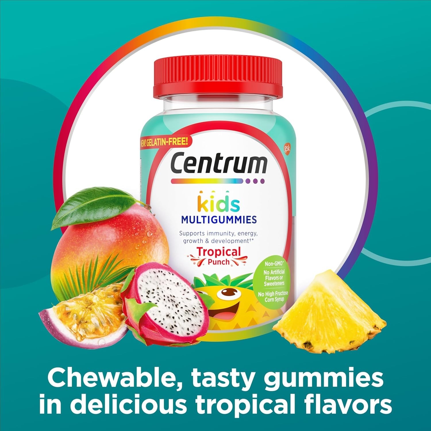 Multivitamin Gummies, Tropical Punch Flavor Made With Natural