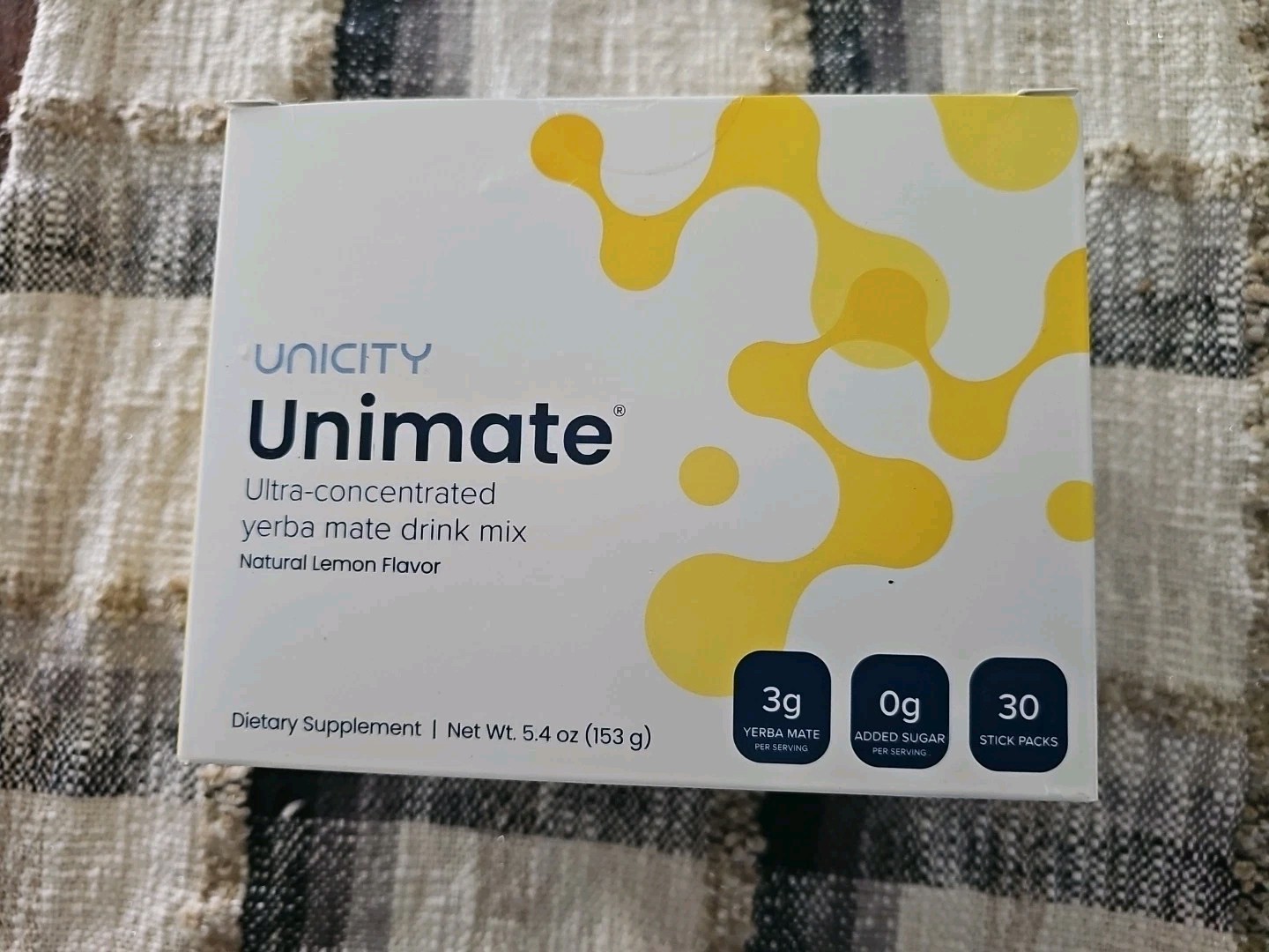 Unicity Unimate Natural Lemon Yerba Mate Drink Mix Ultra Concentrated, 30 Pack