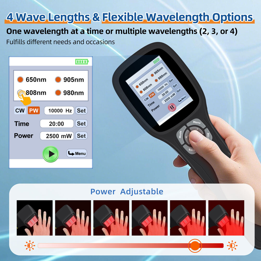 Touchscreen 2.5W Cold Laser Therapy Device For Pain Relief 650+808nm+905nm+980nm