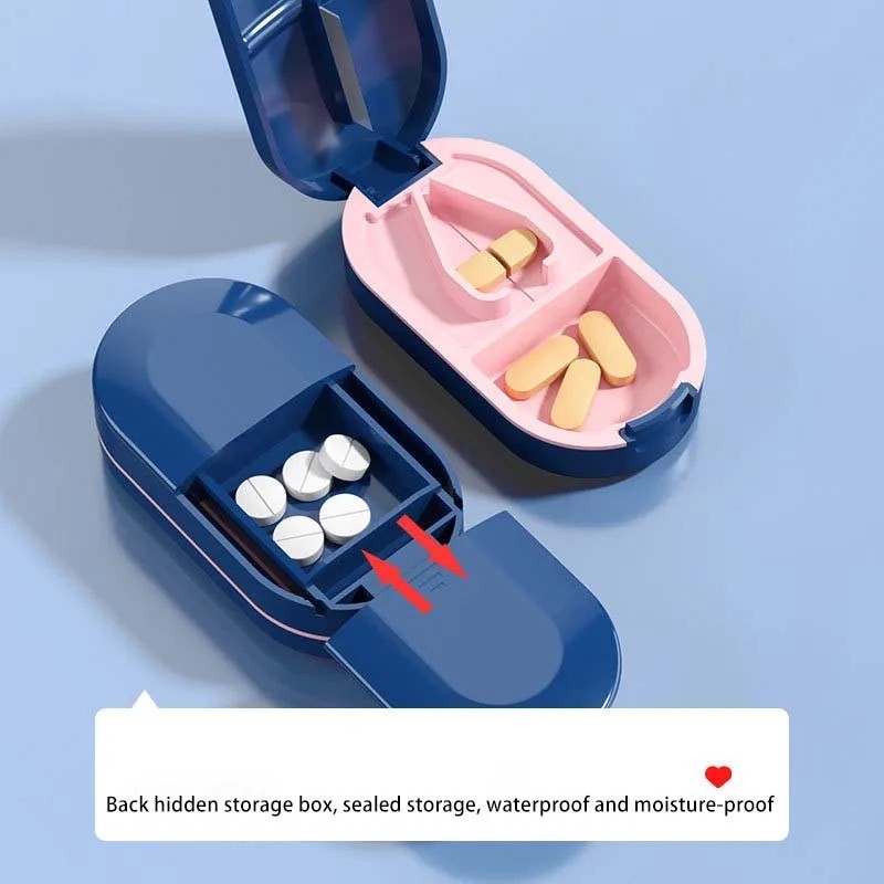 New PILL CUTTER Splitter Half Storage Compartment Box Medicine Tablet Holder.