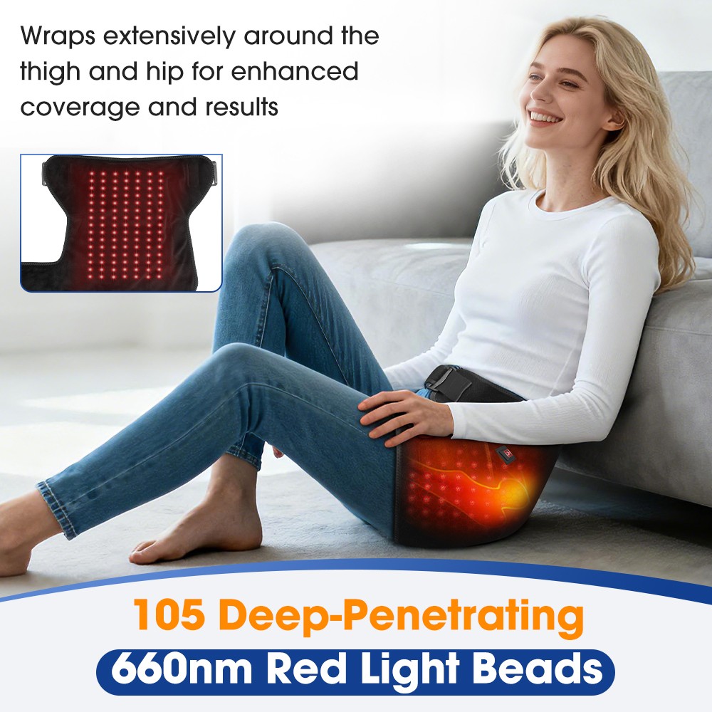 660nm Red Light Therapy Hip Heating Brace for Sciatica Pain Relief Left or Right