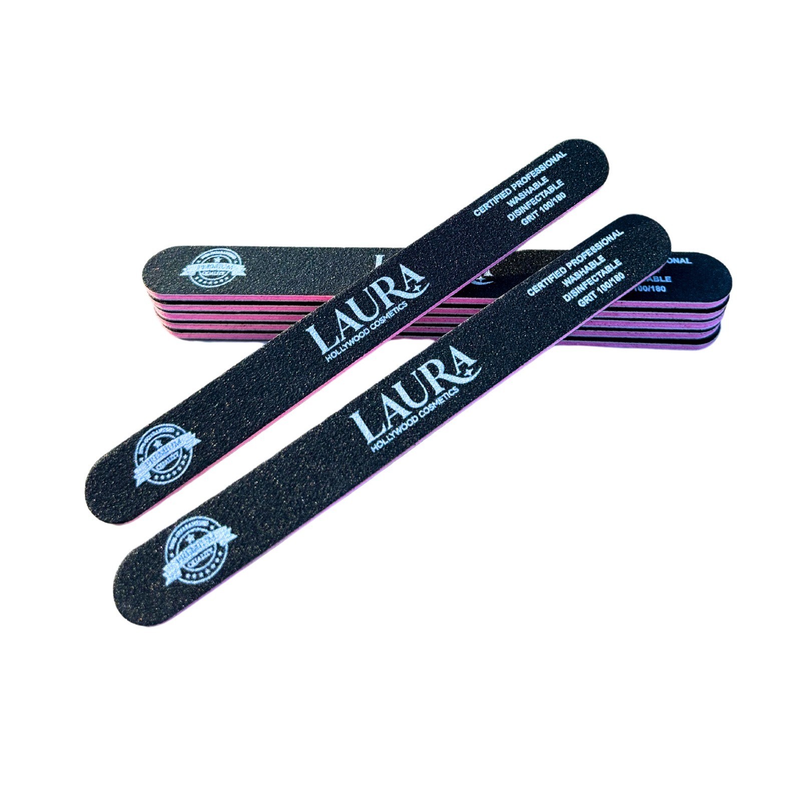 1 Pcs Laura Hollywood Cosmetics Professional Nail Files – 100/180 Grit