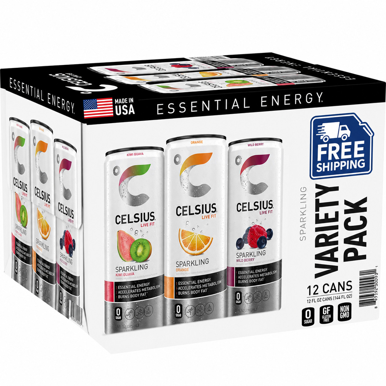 Celsius Live Fit Energy Drink Variety Pack (12 Cans, 12 oz)