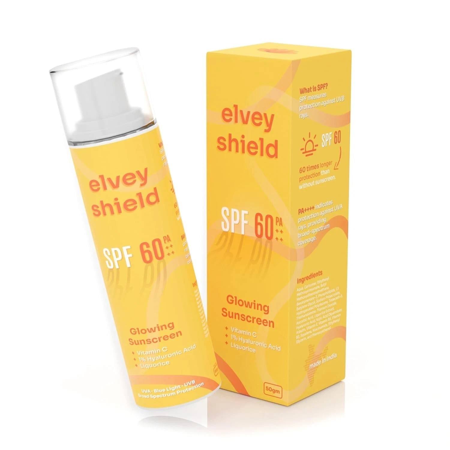 Elvey Essentials Elvey Shield Glowing Sunscreen Spf 60, 50gm