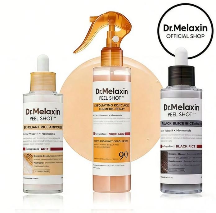 Dr. Melaxin Peel Shot 3-Piece Exfoliant Set Rice & Black Rice Skincare Free Ship
