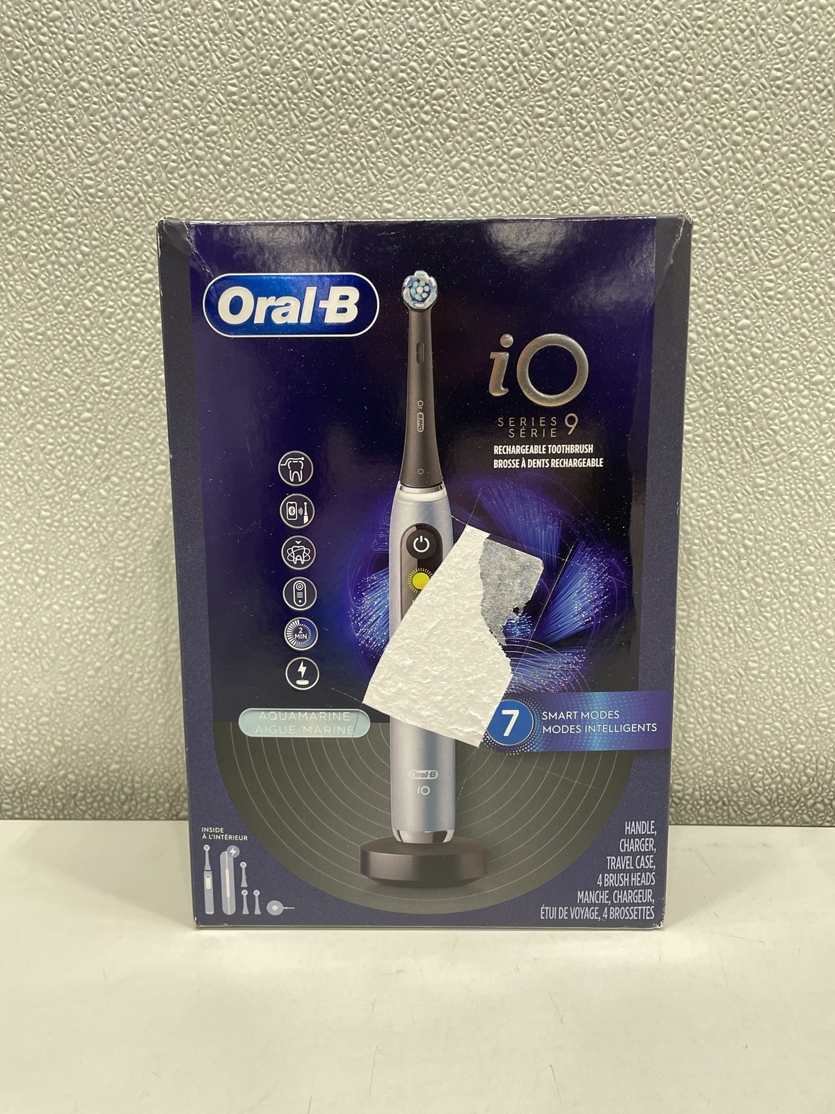Oral B iO Series 9 Electric Toothbrush With 4 Brush Heads, Aqua Marine