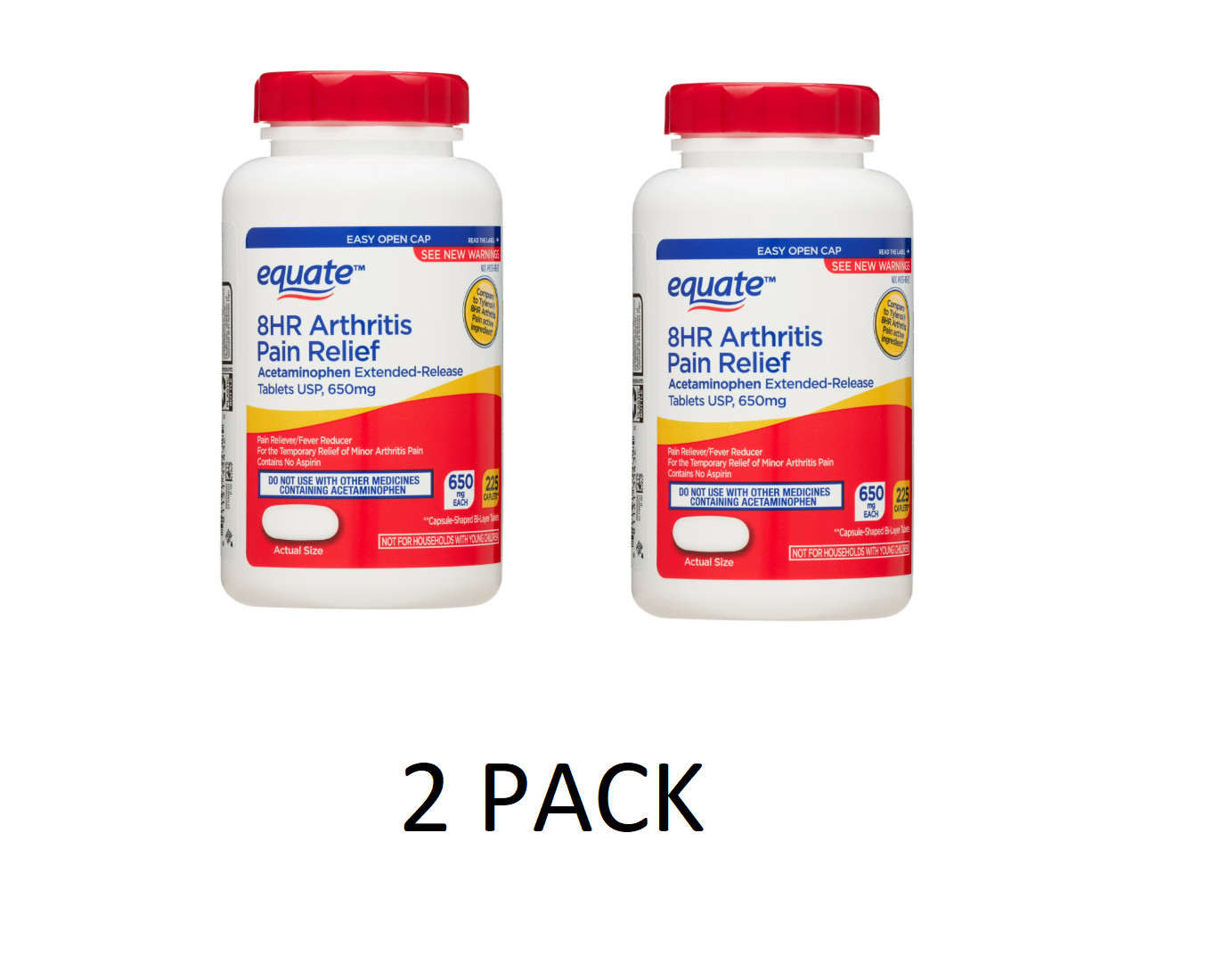 2 PACK Equate Acetaminophen 8HR Arthritis Pain Relief Extended-Release 650 mg