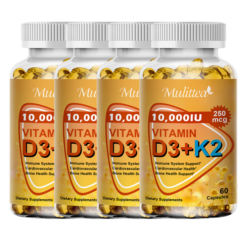 Vitamin D3 K2 Softgels Capsules Vitamin D3 10000 IU + K2 MK7,Bone Immune Support