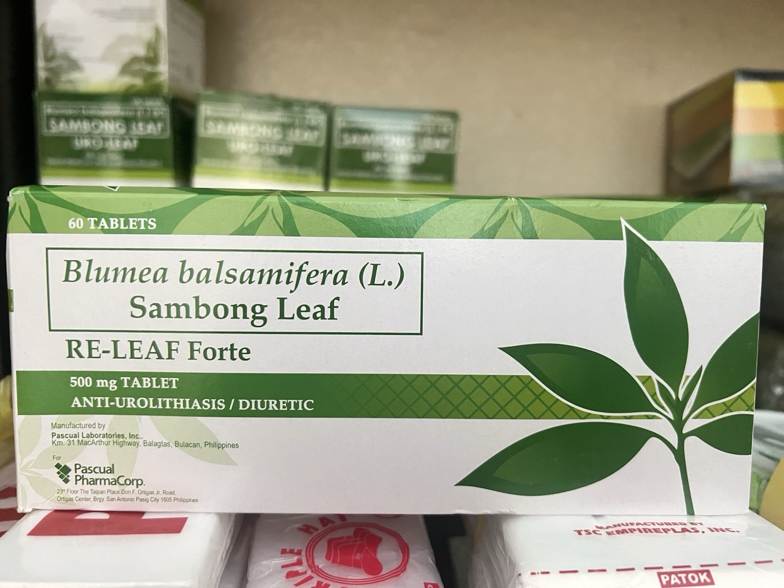 Sambong RE-LEAF Forte Tea 500mg (60 Tablets) Blumea Balsamifera Herbal