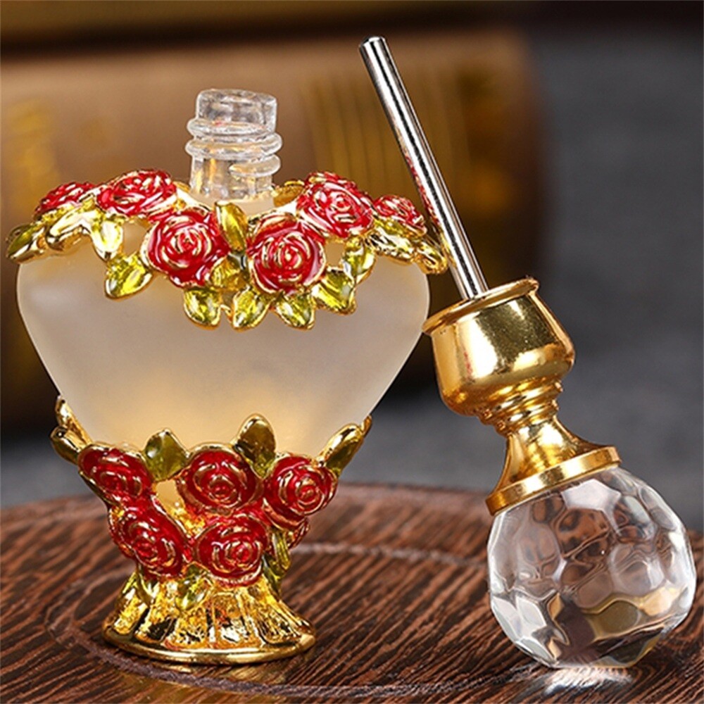 1pc 5ml Perfume Bottle Glass Empty Vintage Essential Oil Container 2 Flower Type