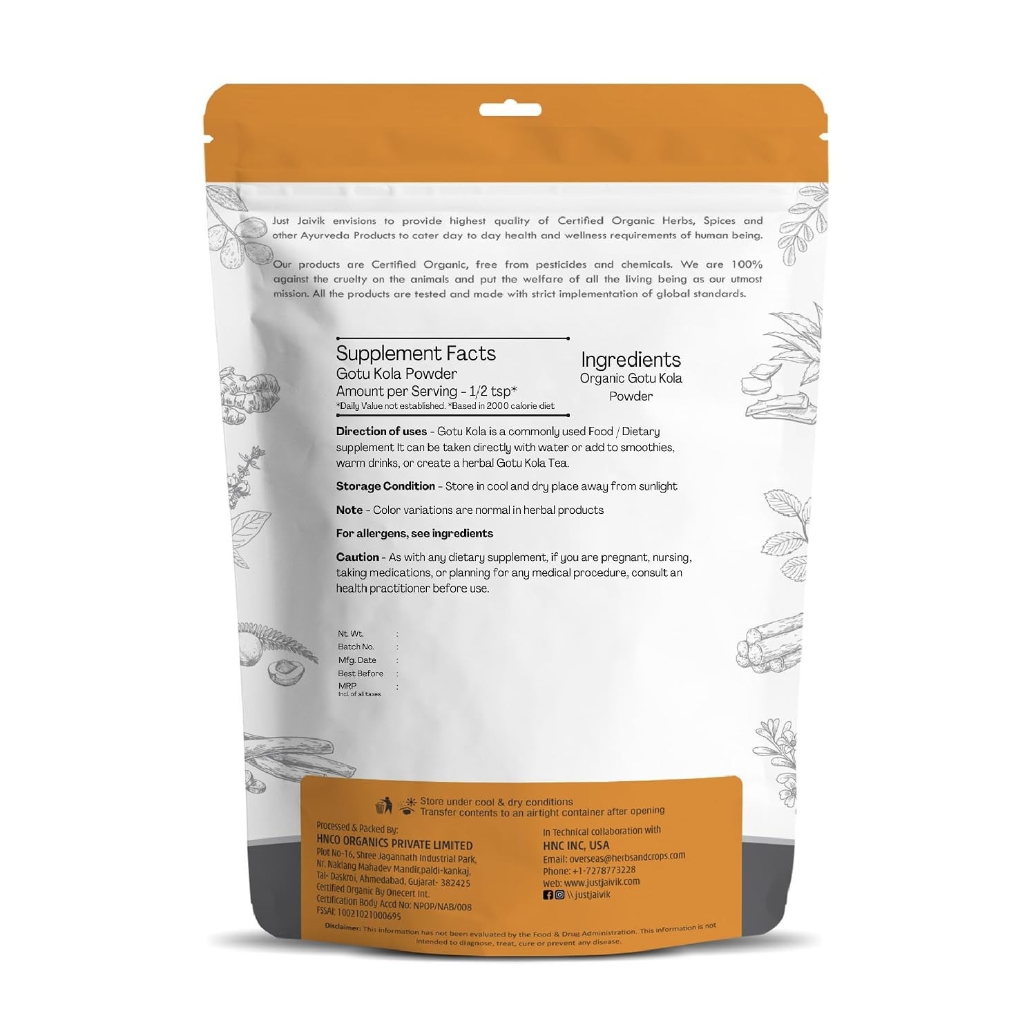 Organic Gotu Kola Powder, 8 Ounces – Boost Memory & Skin Elasticity Naturally