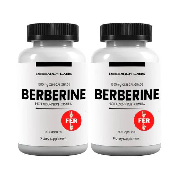 2PACK. Research Labs Berberine High Absorption 1500mg 90 capsules exp: 08/2027