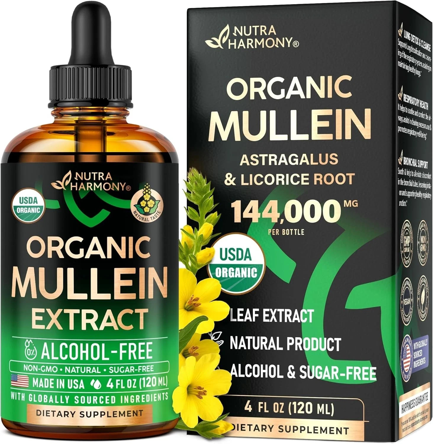 Drops for Lungs – USDA Organic Liquid Mullein Leaf Extract Supplement EXP 04/28