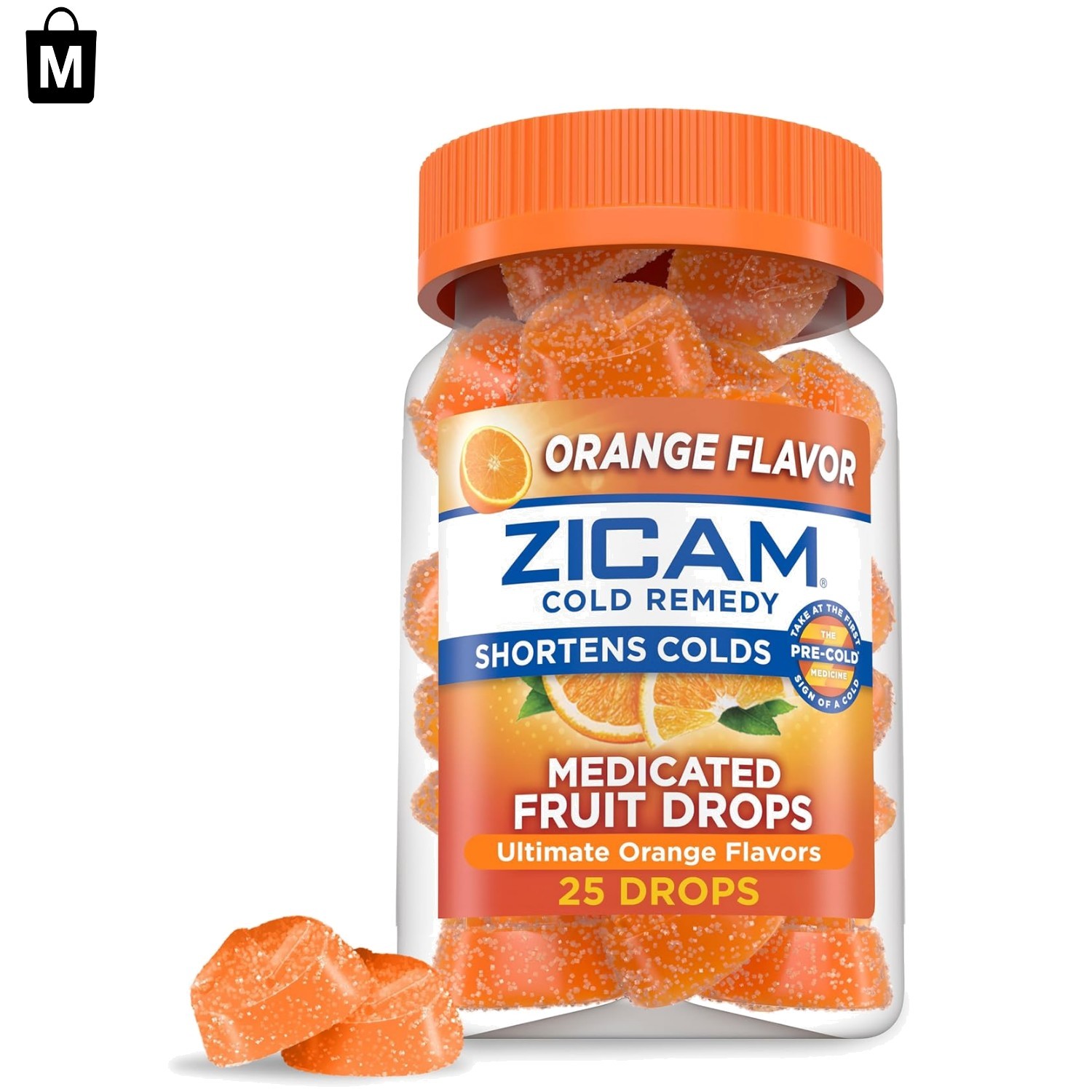 Clinically Proven Zinc Medicated Cold Remedy Drops – 25 Count Ultimate Orange