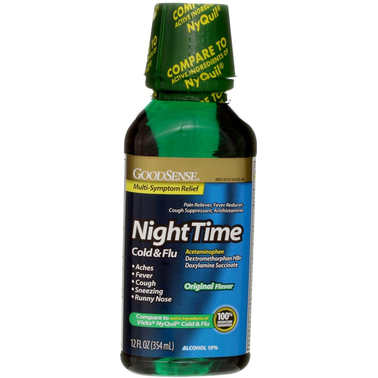 4 Pack GoodSense Acetaminophen Nighttime Cold & Flu Relief Liquid, Original, …