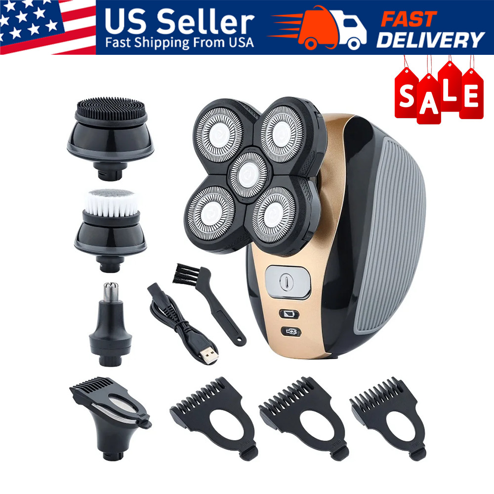 New 5 in 1 rotary multifunctional waterproof rechargeable electric rotary shave