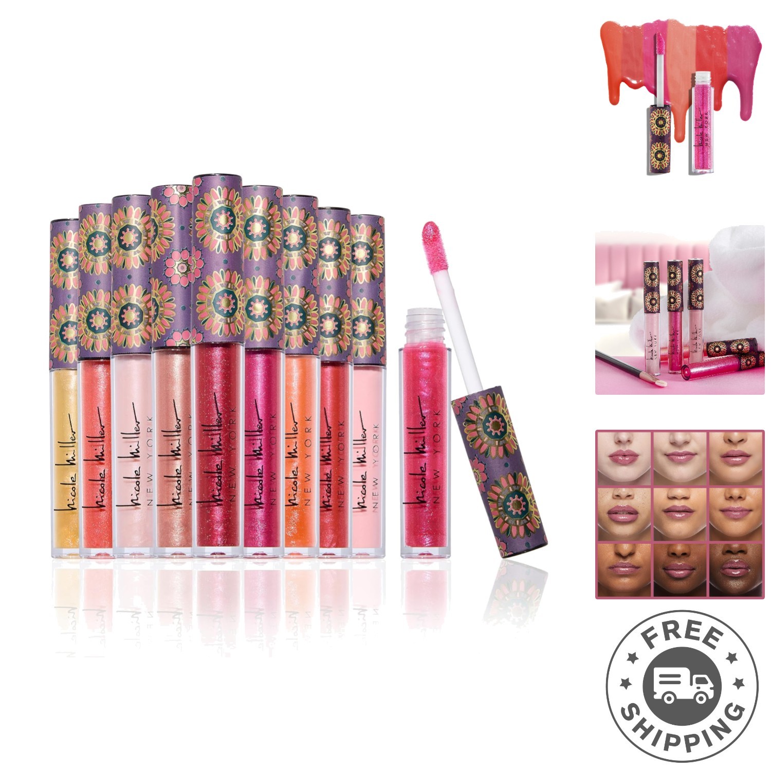 Nicole Miller 10-Count Lip Gloss Collection: Shimmery Long-Lasting Radiance