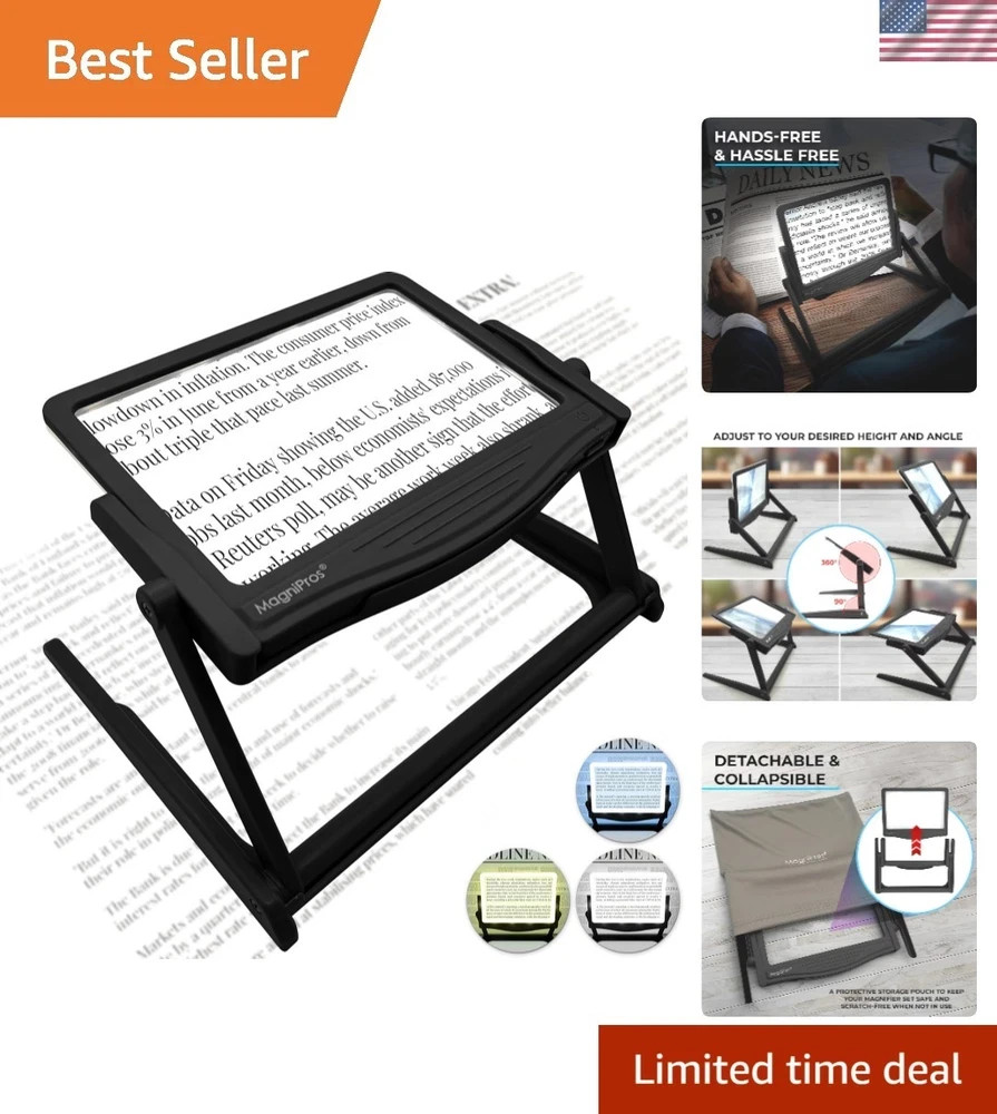 Patented 5X Large LED Page Magnifier with Detachable Stand | Eye Caring 3 Col…