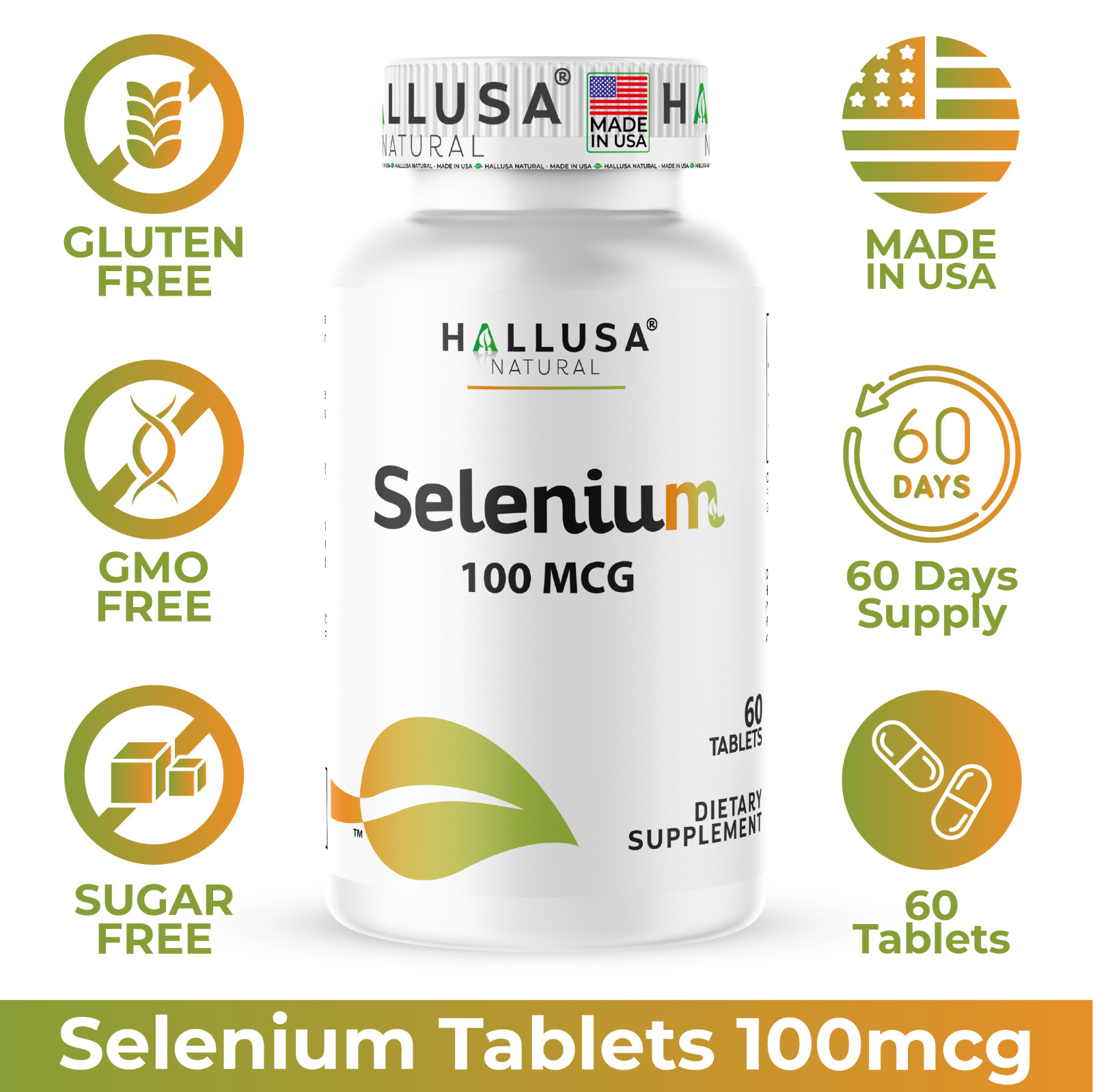 SELENIUM – For the Thyroid – Antioxidant & Immune Support – 60 Tab