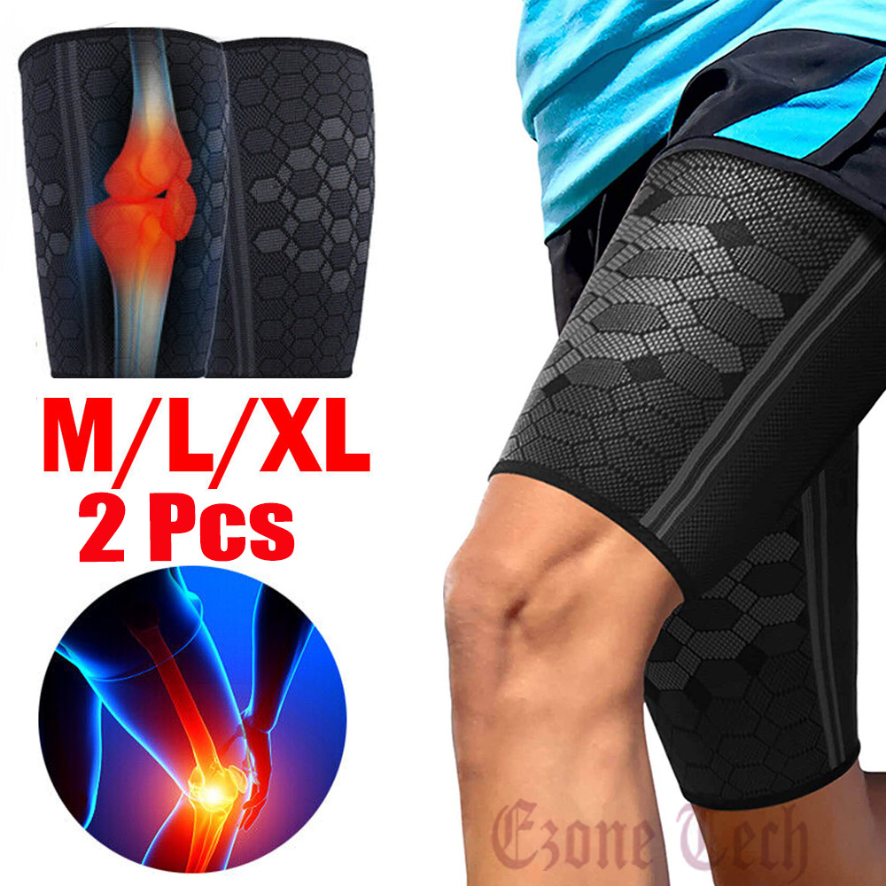 Men Women Thigh Compression Sleeves Quad and Hamstring Support Upper Leg Braces