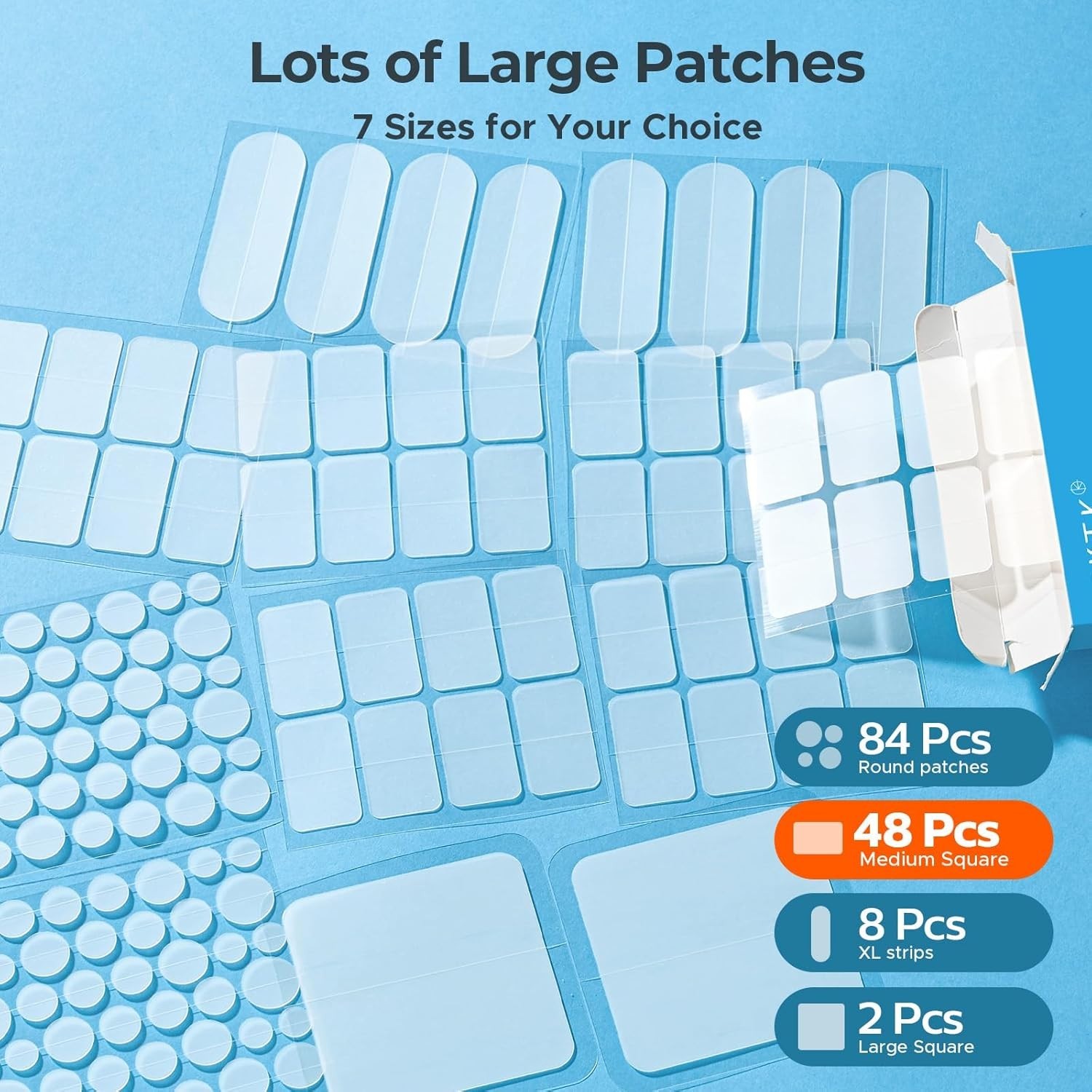Large Pimple Patches for Face, 7 Sizes Big Acne Patches, FSA Eligible XL Hydr…