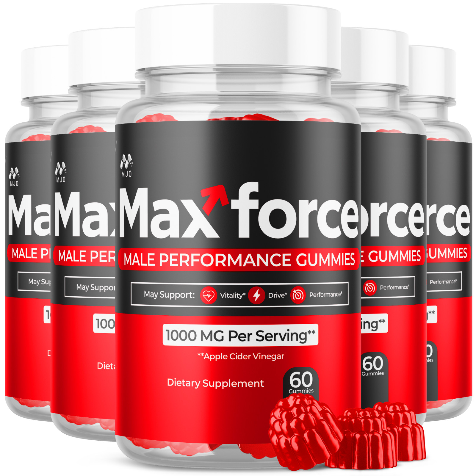 (5 Pack) Max Force Male Gummys Advanced Male Health Support MaxForce 300 Gummies