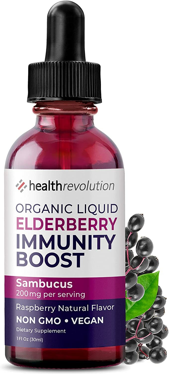 USA Organic Elderberry Syrup, Liquid Sambucus Extract Drops Immune Support Boost