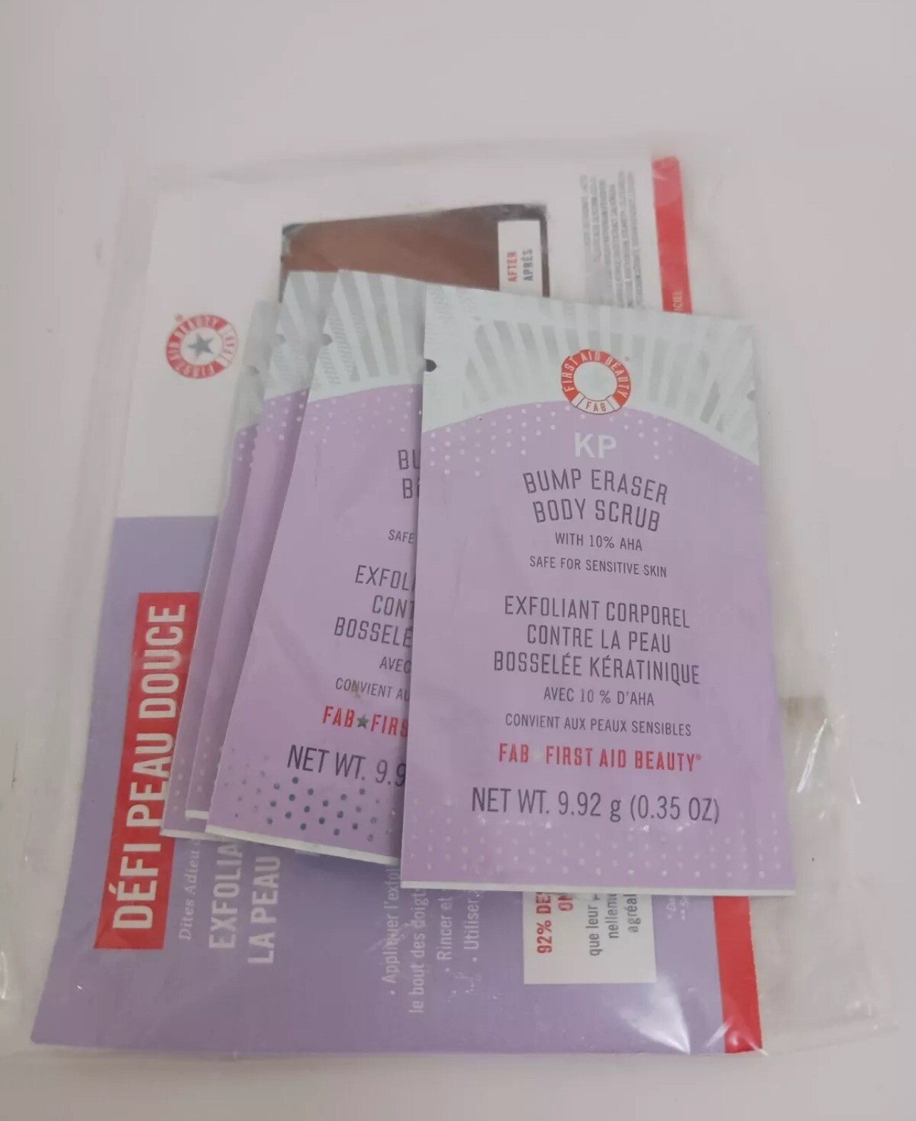 4x FIRST AID BEAUTY KP Bump Eraser Body Scrub 10% AHA 9.92g 0.35oz Ea SampleCard