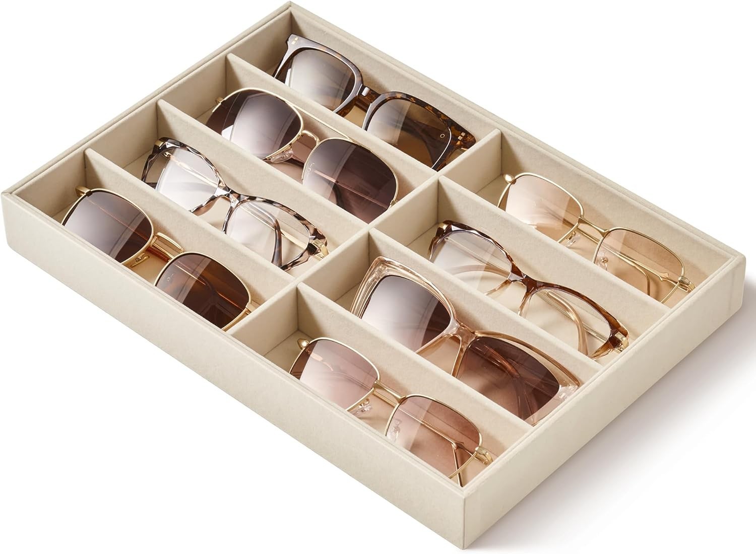 Drawer Sunglass Organizer & Display Tray 1 Pcs 8 Grids Velvet Scratch-Free