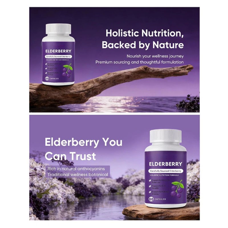 Elvera Elderberry Gut Support Complex – Organic Black Elderberry Soft Capsules