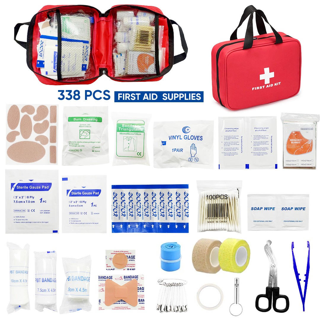 SEJOY 338 PCS FIRST AID KIT BAG MEDICAL EMERGENCY KIT TRAVEL CAMPING HOME WORK