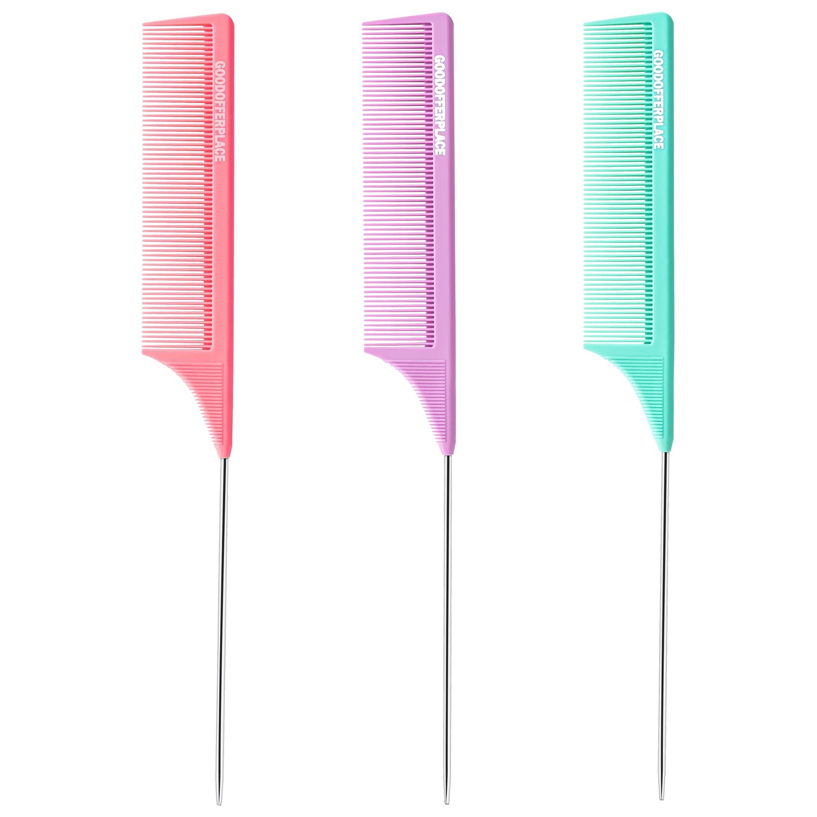 3 PCS Rat Tail Combs Parting Rattail Teasing Fine Tooth Comb with Metal Pick …