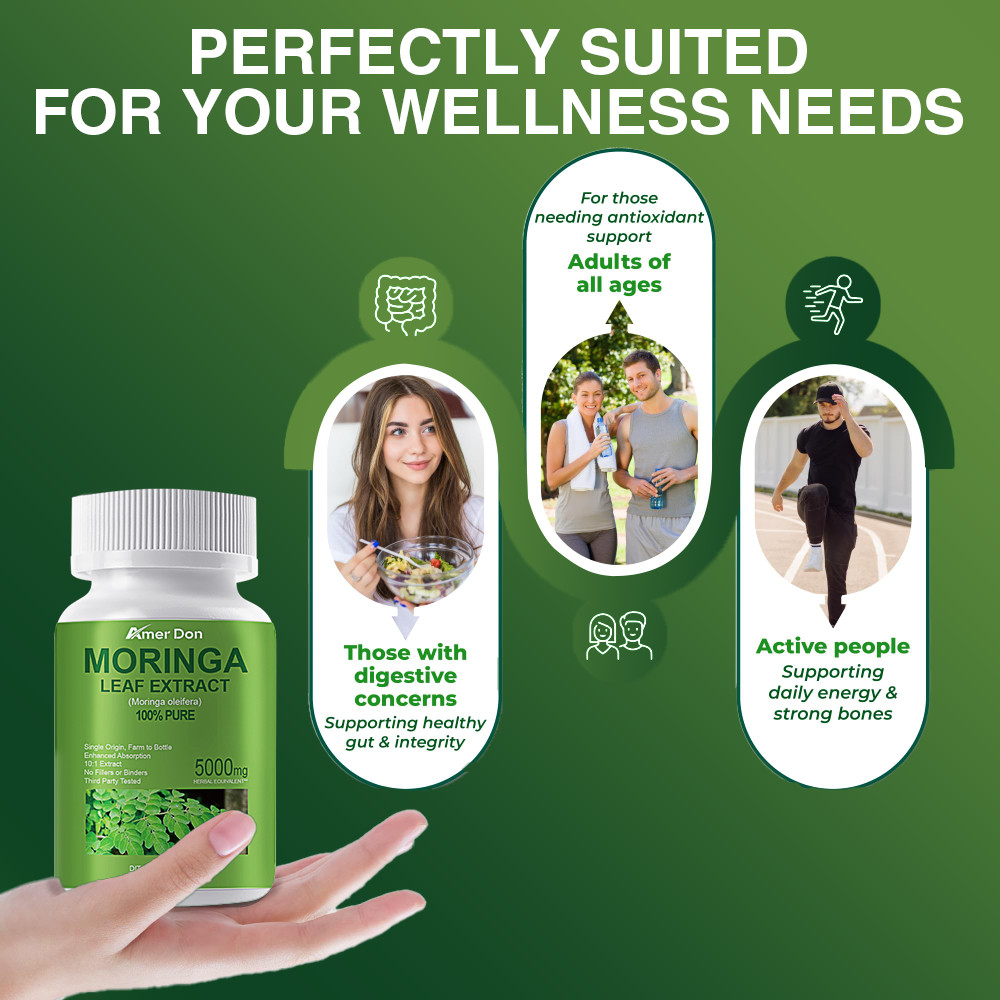 Moringa Oleifera Leaf Organic Extract 5,000mg Serving 100% Pure 60 Capsules