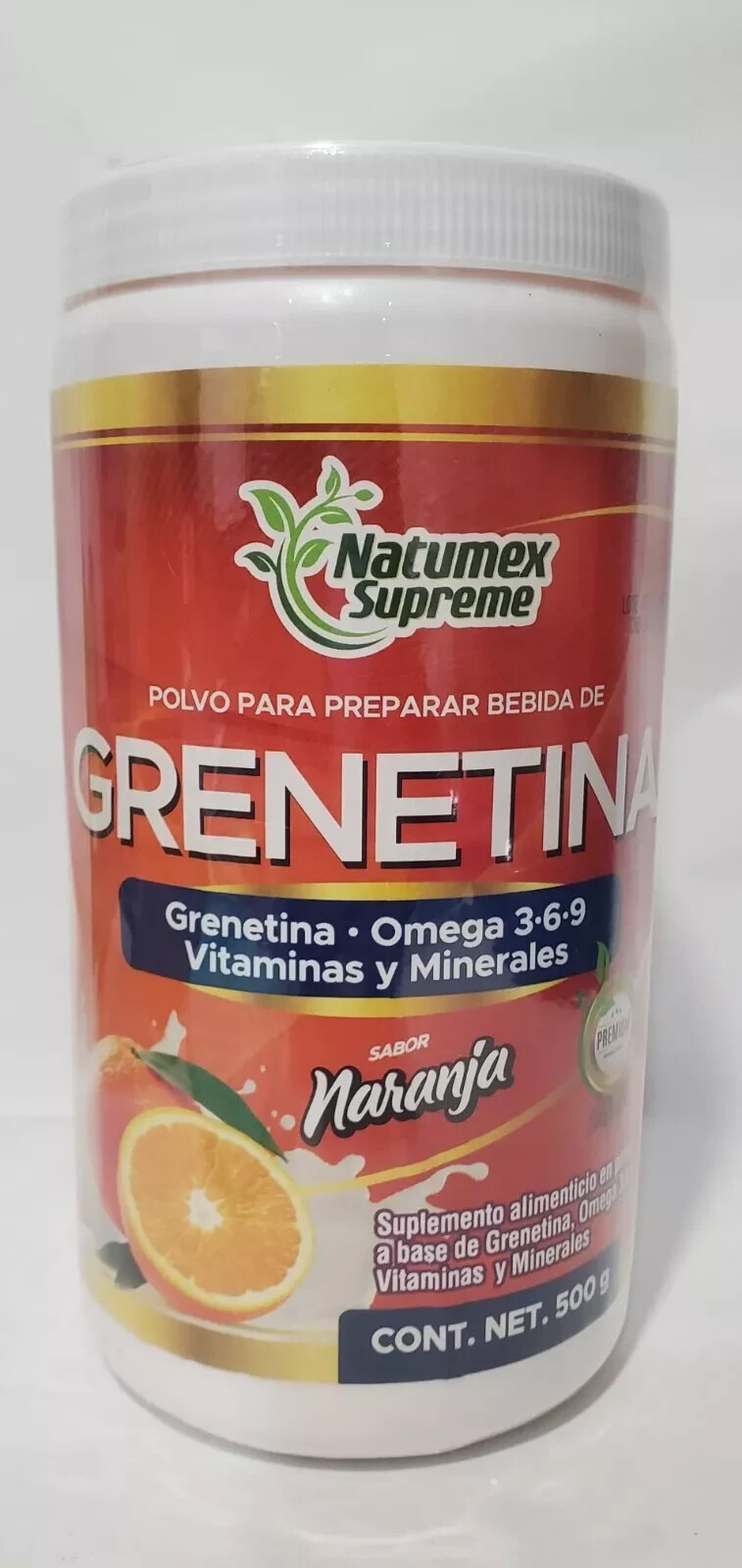 GRENETINA 100% NATURAL HIDROLIZADA ( Orange/Naranja ) Naturamex 500g IM