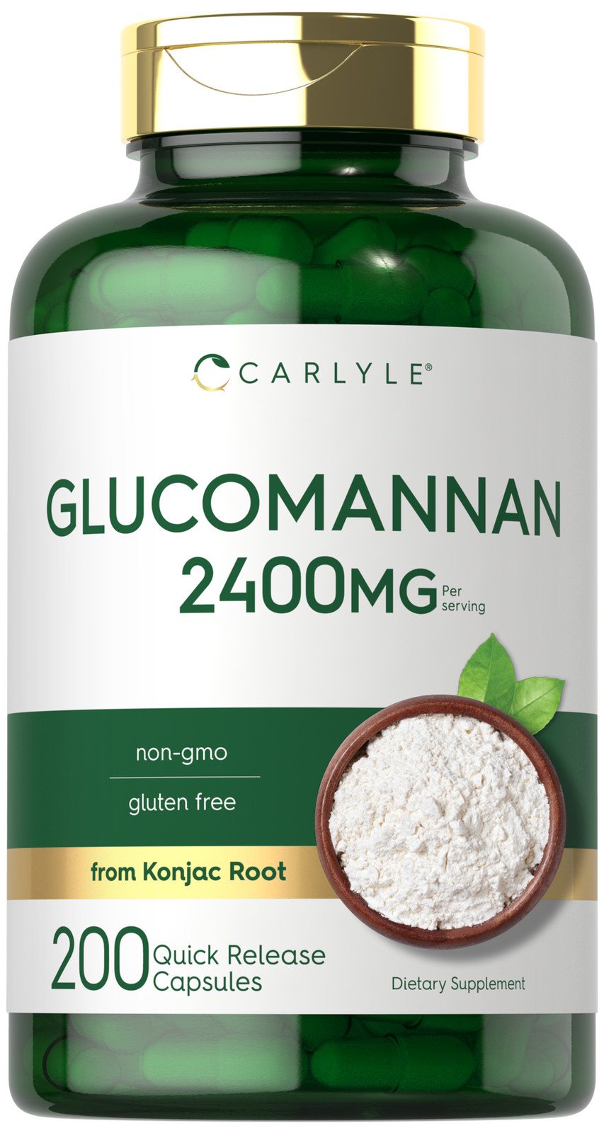 Glucomannan Capsules | 2400mg | 200 Count | Konjac Root | Non-GMO | by Carlyle