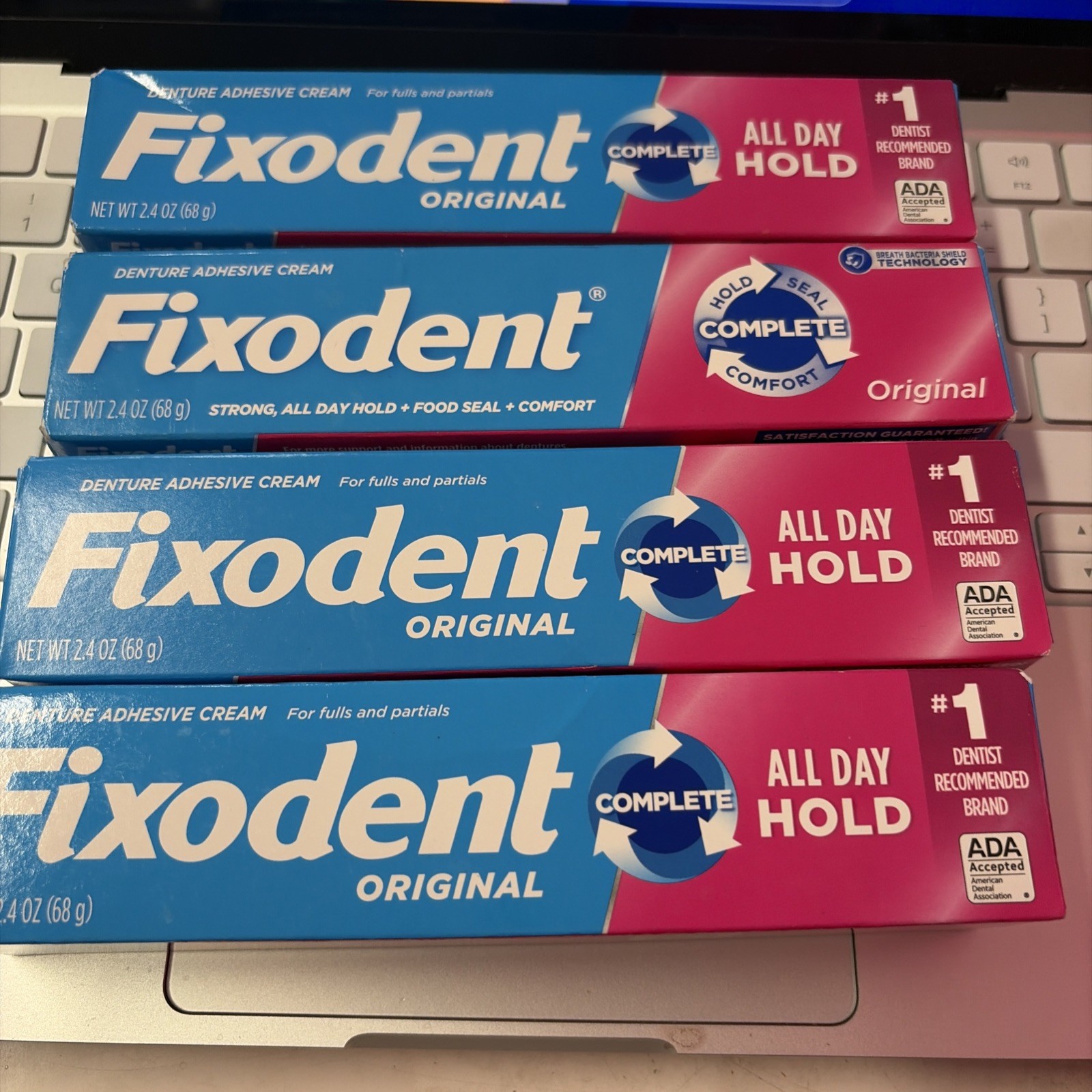 Fixodent Complete Original Denture Adhesive Cream, 2.4 oz Pack Of 4. Sealed. New